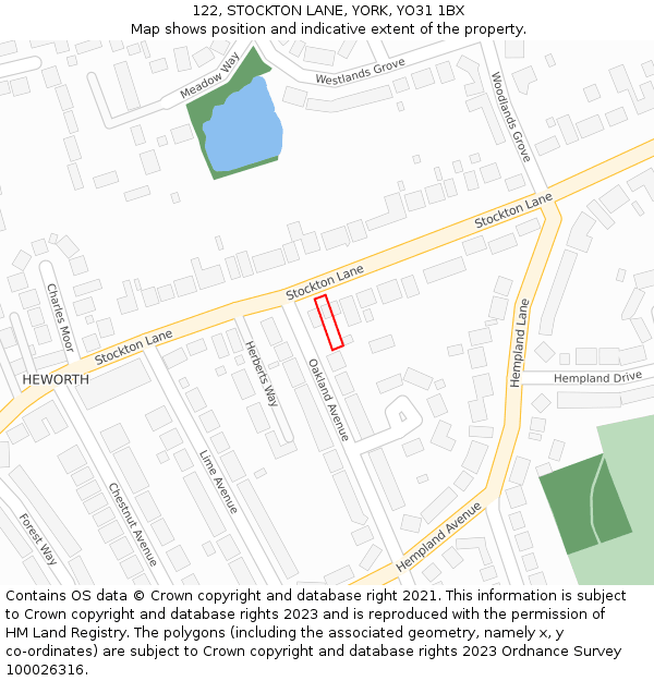 122, STOCKTON LANE, YORK, YO31 1BX: Location map and indicative extent of plot