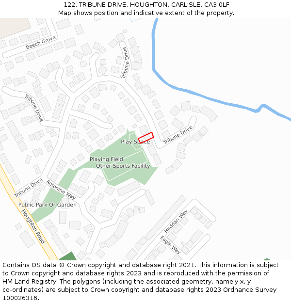 122, TRIBUNE DRIVE, HOUGHTON, CARLISLE, CA3 0LF: Location map and indicative extent of plot