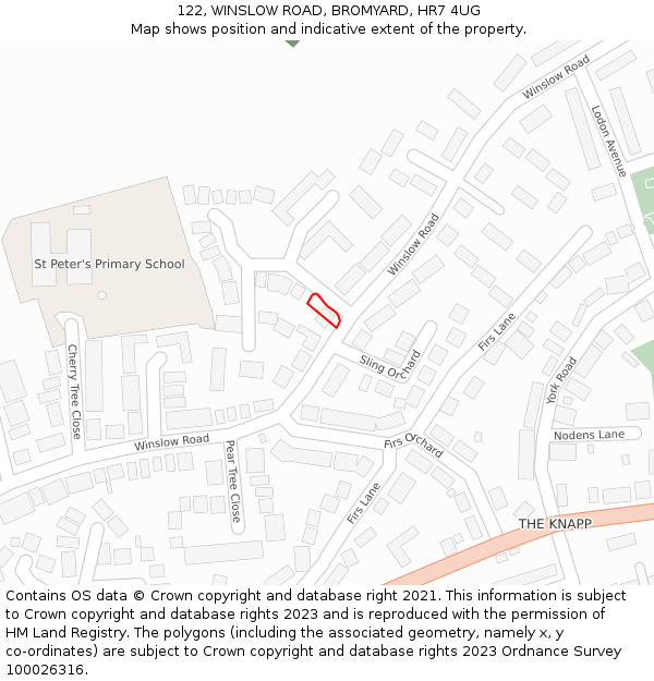 122, WINSLOW ROAD, BROMYARD, HR7 4UG: Location map and indicative extent of plot