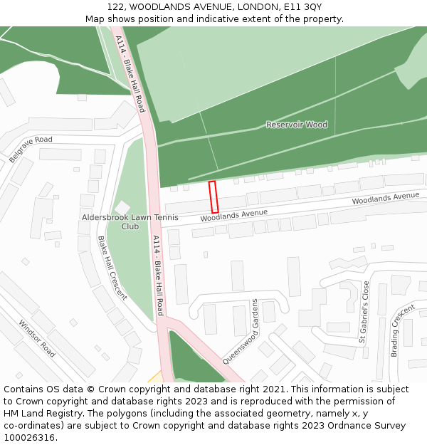 122, WOODLANDS AVENUE, LONDON, E11 3QY: Location map and indicative extent of plot