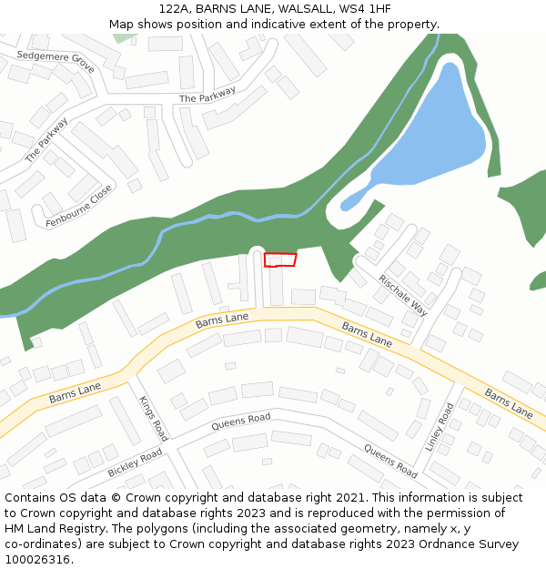 122A, BARNS LANE, WALSALL, WS4 1HF: Location map and indicative extent of plot