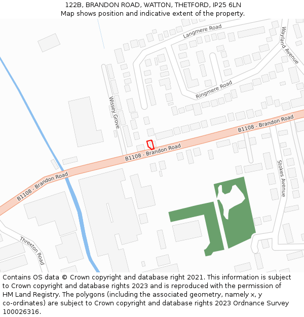 122B, BRANDON ROAD, WATTON, THETFORD, IP25 6LN: Location map and indicative extent of plot