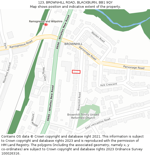 123, BROWNHILL ROAD, BLACKBURN, BB1 9QY: Location map and indicative extent of plot