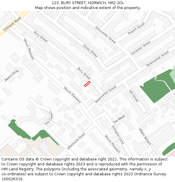 123, BURY STREET, NORWICH, NR2 2DL: Location map and indicative extent of plot