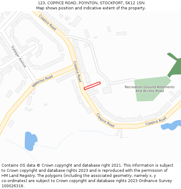 123, COPPICE ROAD, POYNTON, STOCKPORT, SK12 1SN: Location map and indicative extent of plot