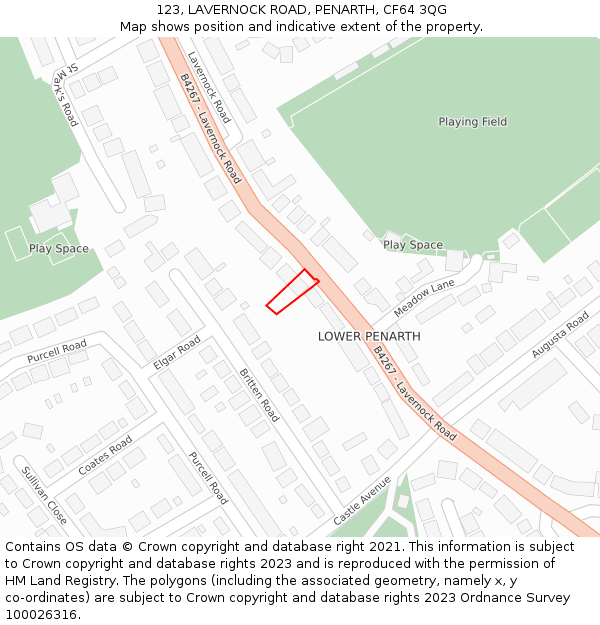 123, LAVERNOCK ROAD, PENARTH, CF64 3QG: Location map and indicative extent of plot
