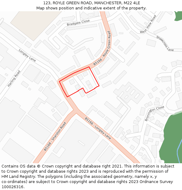 123, ROYLE GREEN ROAD, MANCHESTER, M22 4LE: Location map and indicative extent of plot