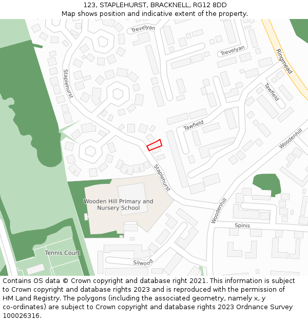 123, STAPLEHURST, BRACKNELL, RG12 8DD: Location map and indicative extent of plot