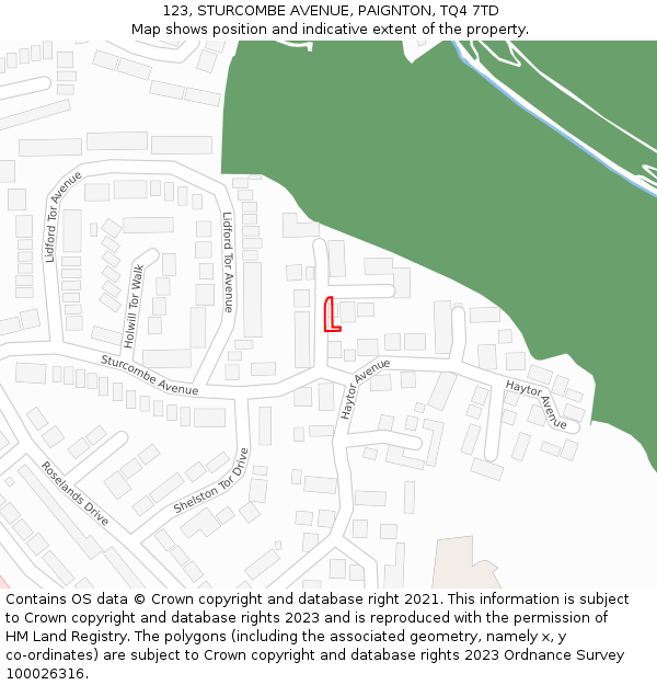 123, STURCOMBE AVENUE, PAIGNTON, TQ4 7TD: Location map and indicative extent of plot