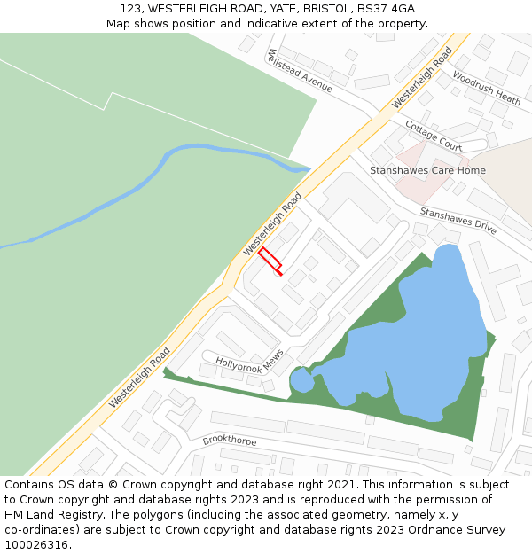 123, WESTERLEIGH ROAD, YATE, BRISTOL, BS37 4GA: Location map and indicative extent of plot