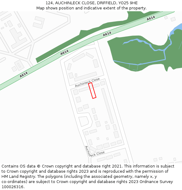 124, AUCHINLECK CLOSE, DRIFFIELD, YO25 9HE: Location map and indicative extent of plot