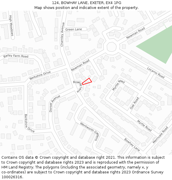 124, BOWHAY LANE, EXETER, EX4 1PG: Location map and indicative extent of plot