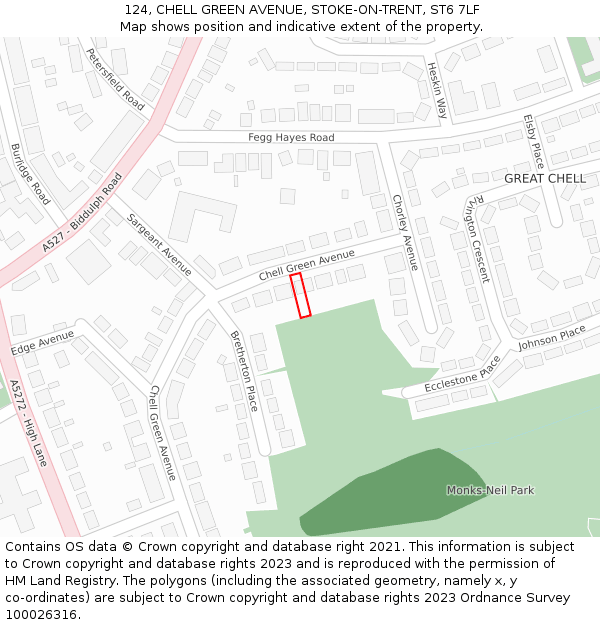 124, CHELL GREEN AVENUE, STOKE-ON-TRENT, ST6 7LF: Location map and indicative extent of plot