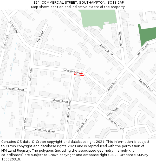 124, COMMERCIAL STREET, SOUTHAMPTON, SO18 6AF: Location map and indicative extent of plot