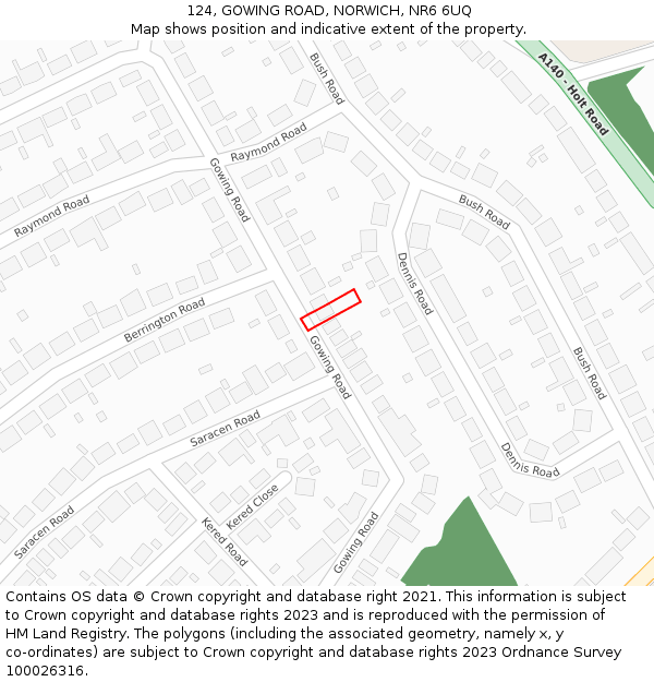 124, GOWING ROAD, NORWICH, NR6 6UQ: Location map and indicative extent of plot