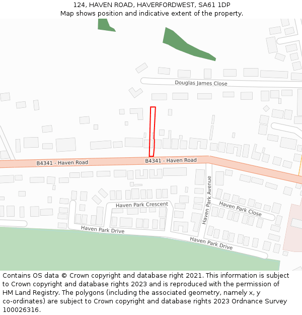 124, HAVEN ROAD, HAVERFORDWEST, SA61 1DP: Location map and indicative extent of plot