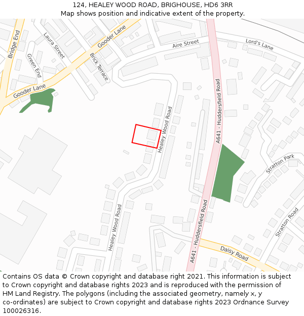 124, HEALEY WOOD ROAD, BRIGHOUSE, HD6 3RR: Location map and indicative extent of plot