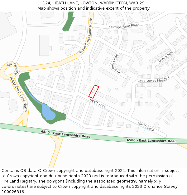 124, HEATH LANE, LOWTON, WARRINGTON, WA3 2SJ: Location map and indicative extent of plot