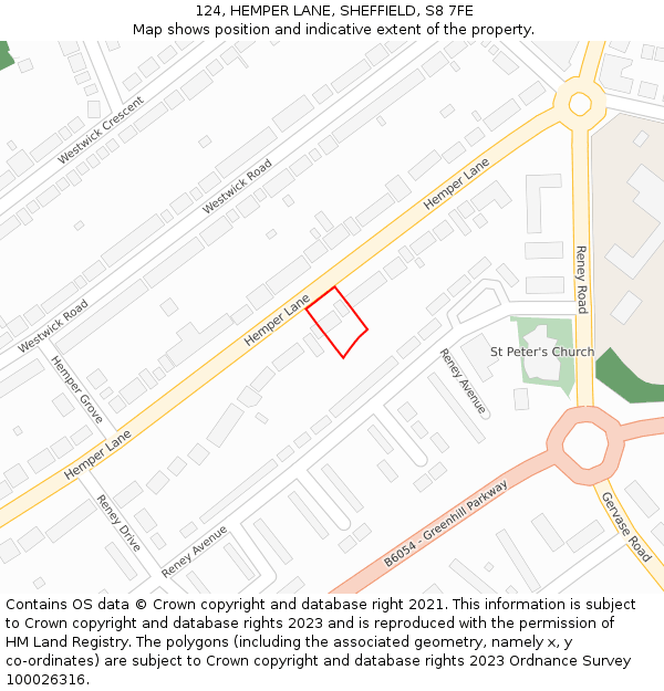 124, HEMPER LANE, SHEFFIELD, S8 7FE: Location map and indicative extent of plot