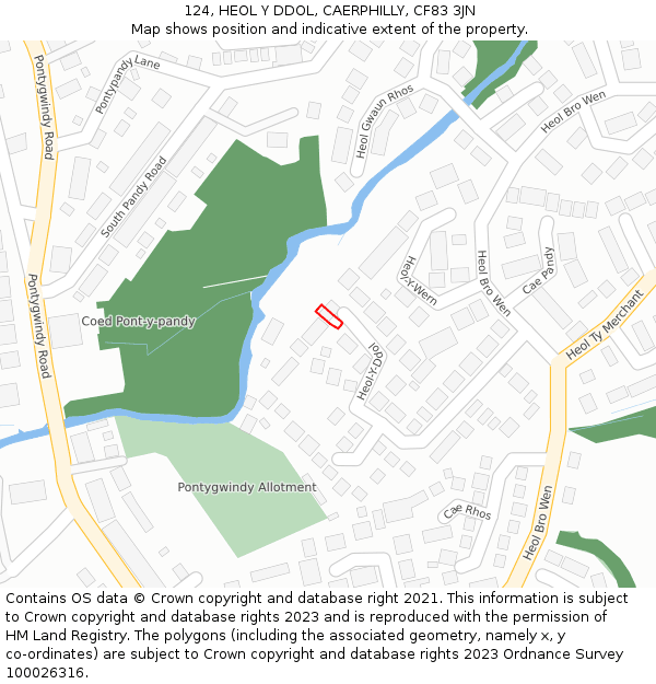 124, HEOL Y DDOL, CAERPHILLY, CF83 3JN: Location map and indicative extent of plot