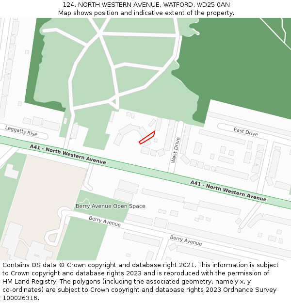 124, NORTH WESTERN AVENUE, WATFORD, WD25 0AN: Location map and indicative extent of plot