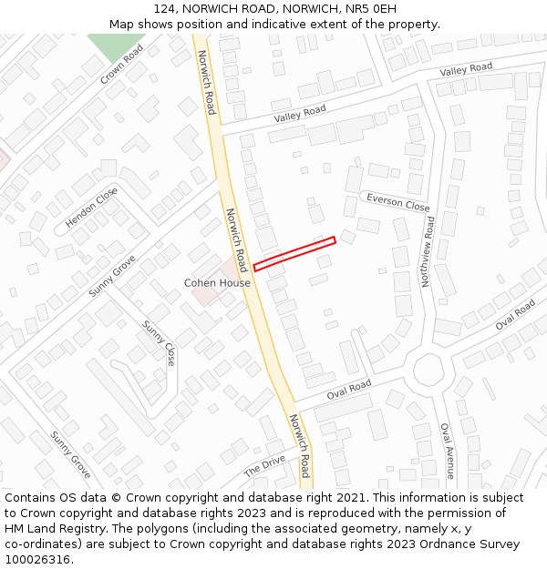 124, NORWICH ROAD, NORWICH, NR5 0EH: Location map and indicative extent of plot