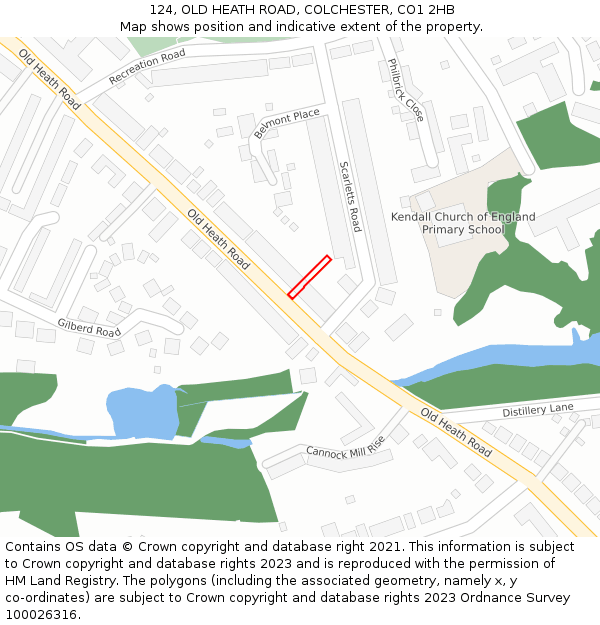 124, OLD HEATH ROAD, COLCHESTER, CO1 2HB: Location map and indicative extent of plot