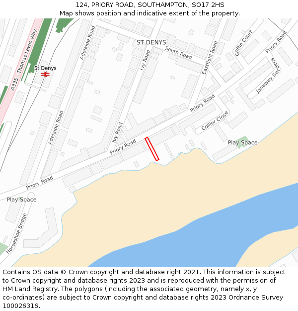 124, PRIORY ROAD, SOUTHAMPTON, SO17 2HS: Location map and indicative extent of plot