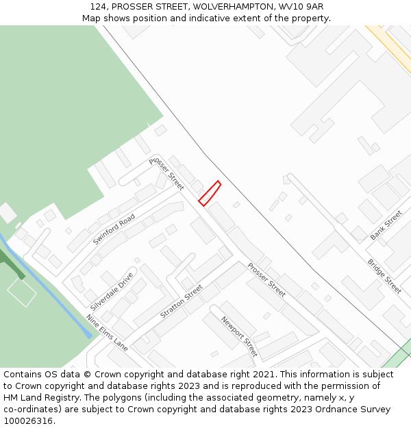124, PROSSER STREET, WOLVERHAMPTON, WV10 9AR: Location map and indicative extent of plot
