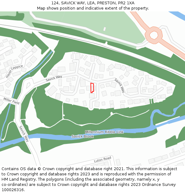 124, SAVICK WAY, LEA, PRESTON, PR2 1XA: Location map and indicative extent of plot