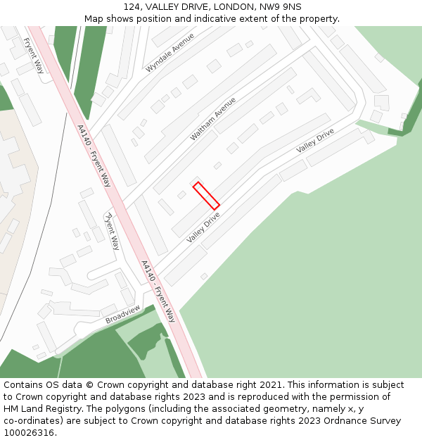 124, VALLEY DRIVE, LONDON, NW9 9NS: Location map and indicative extent of plot