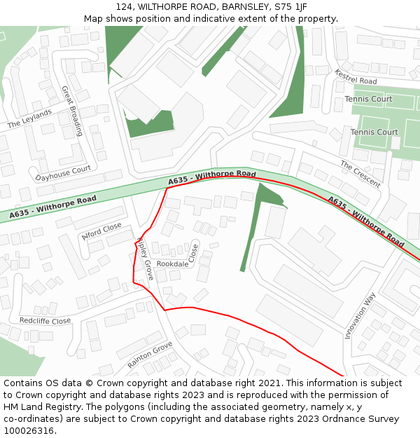 124, WILTHORPE ROAD, BARNSLEY, S75 1JF: Location map and indicative extent of plot