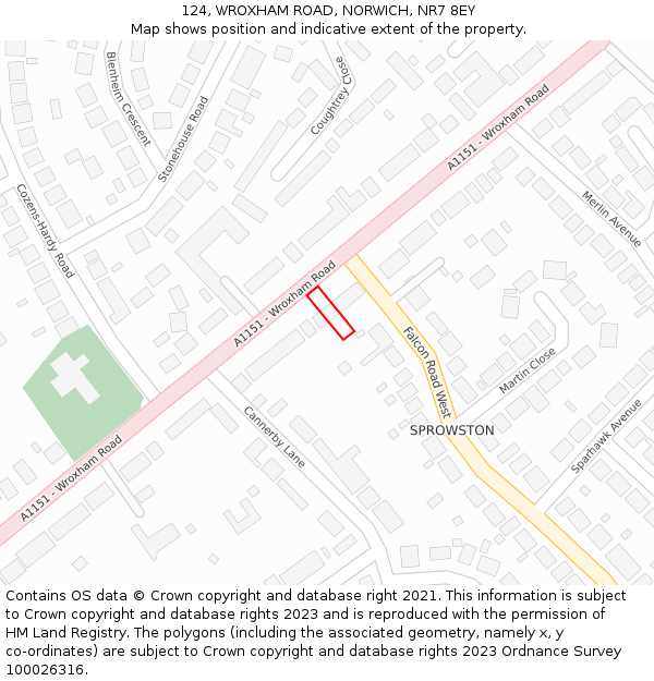 124, WROXHAM ROAD, NORWICH, NR7 8EY: Location map and indicative extent of plot