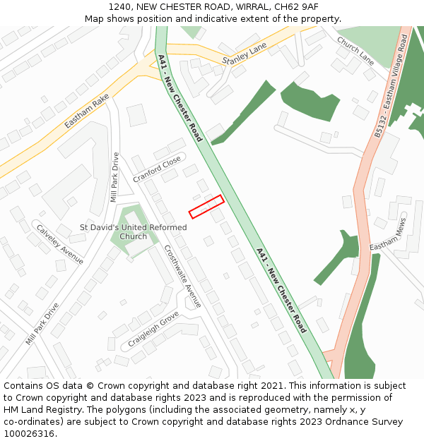 1240, NEW CHESTER ROAD, WIRRAL, CH62 9AF: Location map and indicative extent of plot