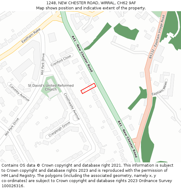 1248, NEW CHESTER ROAD, WIRRAL, CH62 9AF: Location map and indicative extent of plot