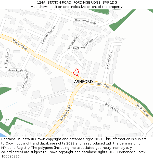 124A, STATION ROAD, FORDINGBRIDGE, SP6 1DG: Location map and indicative extent of plot