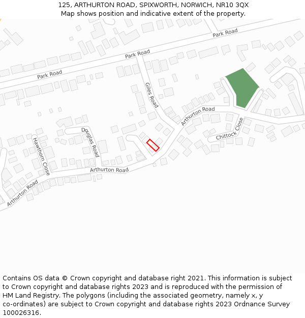 125, ARTHURTON ROAD, SPIXWORTH, NORWICH, NR10 3QX: Location map and indicative extent of plot
