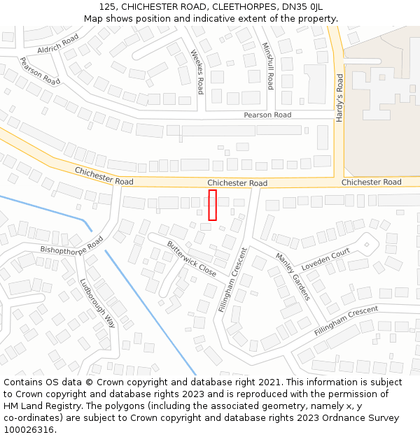 125, CHICHESTER ROAD, CLEETHORPES, DN35 0JL: Location map and indicative extent of plot