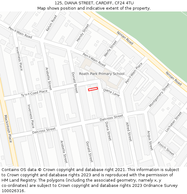125, DIANA STREET, CARDIFF, CF24 4TU: Location map and indicative extent of plot