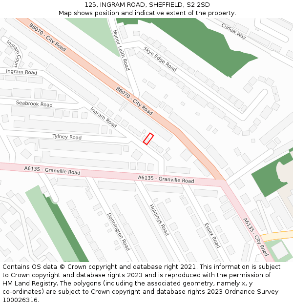 125, INGRAM ROAD, SHEFFIELD, S2 2SD: Location map and indicative extent of plot