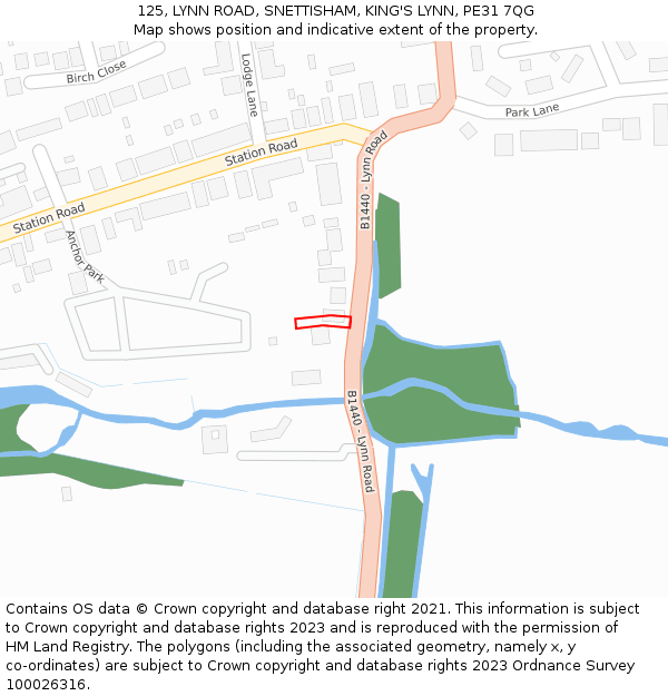 125, LYNN ROAD, SNETTISHAM, KING'S LYNN, PE31 7QG: Location map and indicative extent of plot