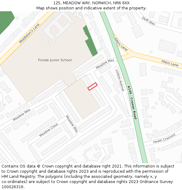 125, MEADOW WAY, NORWICH, NR6 6XX: Location map and indicative extent of plot