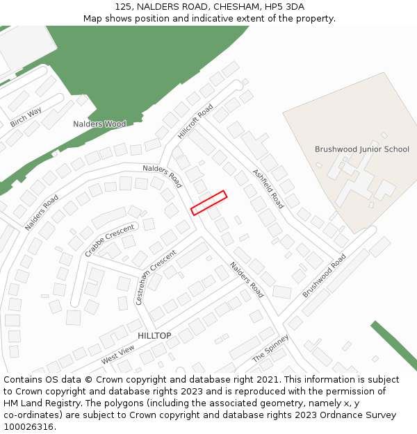 125, NALDERS ROAD, CHESHAM, HP5 3DA: Location map and indicative extent of plot