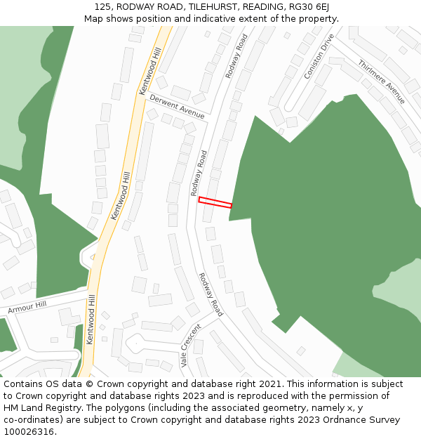 125, RODWAY ROAD, TILEHURST, READING, RG30 6EJ: Location map and indicative extent of plot