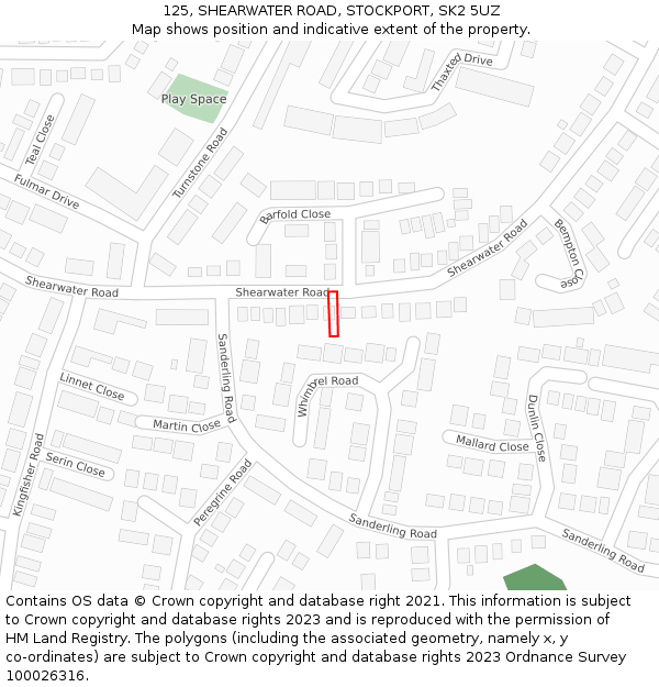 125, SHEARWATER ROAD, STOCKPORT, SK2 5UZ: Location map and indicative extent of plot
