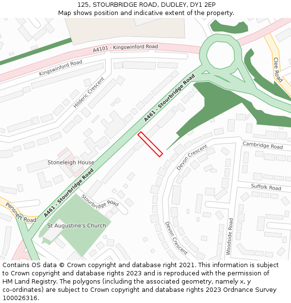 125, STOURBRIDGE ROAD, DUDLEY, DY1 2EP: Location map and indicative extent of plot