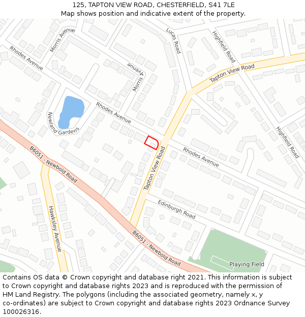 125, TAPTON VIEW ROAD, CHESTERFIELD, S41 7LE: Location map and indicative extent of plot