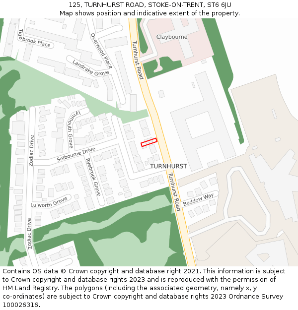 125, TURNHURST ROAD, STOKE-ON-TRENT, ST6 6JU: Location map and indicative extent of plot