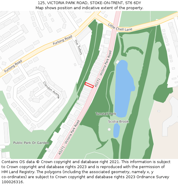 125, VICTORIA PARK ROAD, STOKE-ON-TRENT, ST6 6DY: Location map and indicative extent of plot
