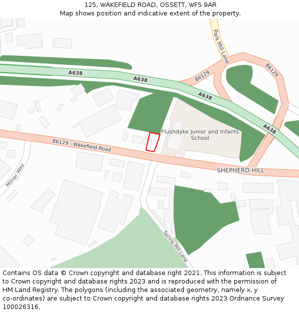 125, WAKEFIELD ROAD, OSSETT, WF5 9AR: Location map and indicative extent of plot
